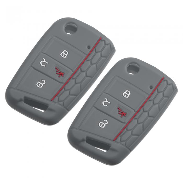 uxcell スマートキーフォブカバー ケース保護 シリコン 4個ボタン VWに対応 Tiguanに対応 2018-2022に対応 ダークグレー 2個