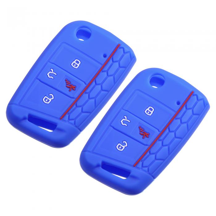 uxcell リモートキーフォブカバーケースプロテクター シリコーン 4ボタン V Wに対応 Tiguanに対応 2018-2022に対応 シーブルー 2個