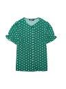Allegra K フリル水玉 トップス ヴィンテージ シャツ パフスリーブ レディース ダークグリーン M