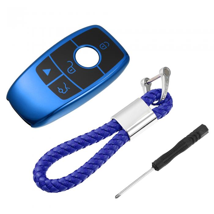 uxcell 車のキーフォブカバー 4つのボタン リモートキーフォブケース Mercedes Benzに対応 17-21に対応..