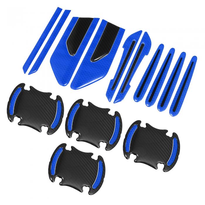 uxcell 12個セット 車のサイド衝突防止ステッカー ユニバーサル リアビューミラー ドアハンドル ボウル 反射ステッカー デカール Blue