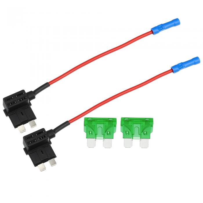 uxcell 12V標準ヒューズアダプタタップヒューズキット 2個の30Aブレードスタイルヒューズ付き 車用 ボート用