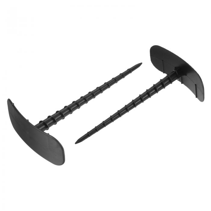 uxcell ガーデンス パ イク プラスチック 風景 地面タープ杭 頑丈 雑草 生地 ガーデン ネットプラントサポート用 140mm ブラック 30個