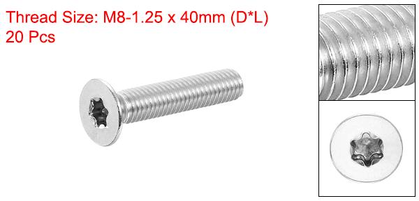 uxcell M8-1.25×40mm トルクス式防犯フラットヘッド機械ねじ 20個セット 304ステン...