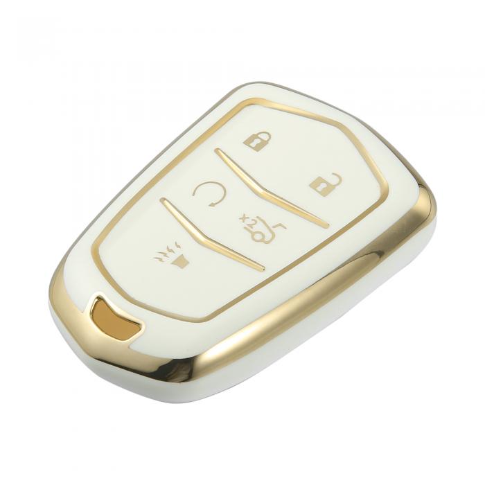 uxcell 車のキーフォブカバー 5ボタン リモートキーフォブケース TPU ボタン 全面保護カバー Cadillacに対応 XT5に対応 2017-2020に対応 Cadillacに対応 XTS Escalade ATS CTSに対応 ホワイト