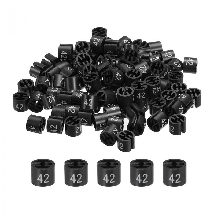 uxcell 衣類ハンガーマーカー カラーハンガーサイザー 衣類マーカータグ（番号42 黒）衣類のカラーコーディング用 150個入りパック