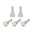 uxcell ローレットつまみねじ 真鍮ショルダーボルト グリップノブの留め具 ニッケルメッキ M4x12mm 5個