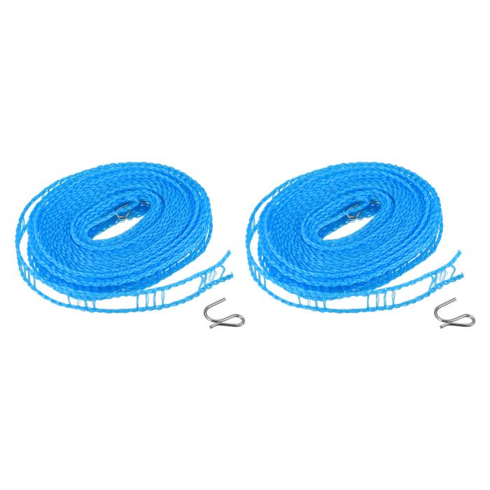 uxcell ポータブル物干し 5 M ナイロン 防風 ノンスリップ洗濯ラインロープ コートヤード アウトドア 旅行 キャンプ 洗濯物乾燥用 ブルー 2個入り