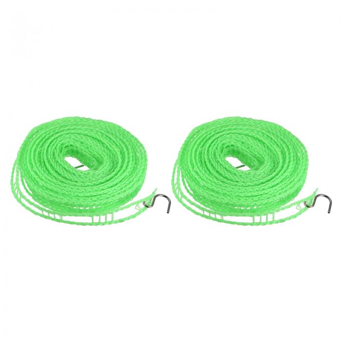 uxcell ポータブル物干し 5 M ナイロン 防風 ノンスリップ洗濯ラインロープ コートヤード アウトドア 旅行 キャンプ 洗濯物乾燥用 グリーン 2個入り