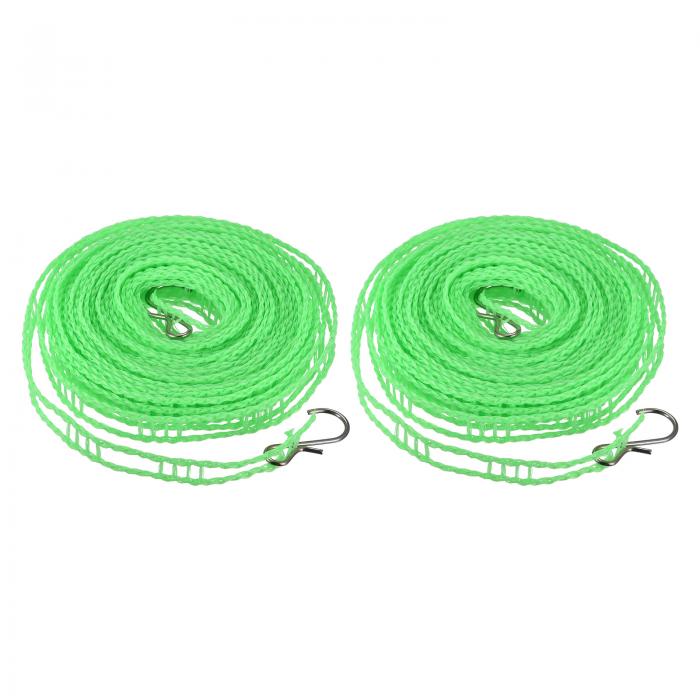 uxcell ポータブル物干し 8 M ナイロン 防風 ノンスリップ洗濯ラインロープ コートヤード アウトドア 旅行 キャンプ 洗濯物乾燥用 グリーン 2個入り