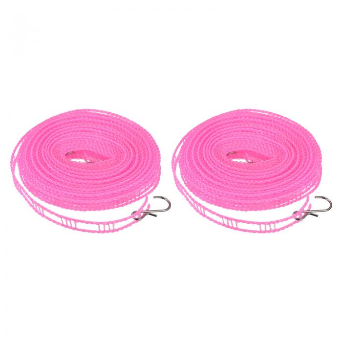 uxcell ポータブル物干し 8 M ナイロン 防風 ノンスリップ洗濯ラインロープ コートヤード アウトドア 旅行 キャンプ 洗濯物乾燥用 ピンク 2個入り