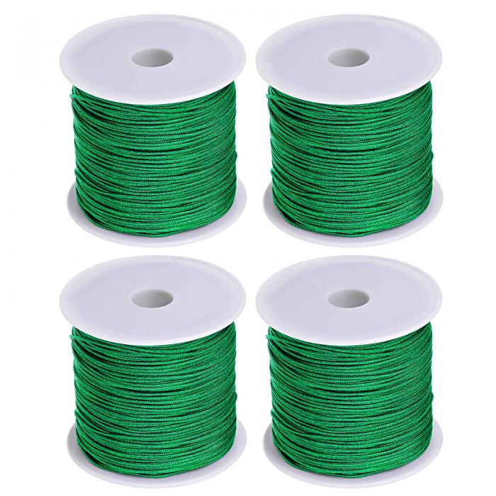 uxcell ナイロンビードスレッド ノット コード ストリング ブレスレット用 ネックレス用 グリーン 内径0.8 mm 長さ45 M 4ロール入