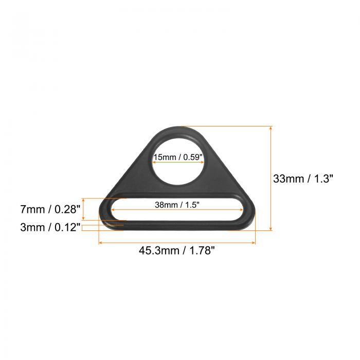 uxcell 三角バックル調整 調整三角形 バー付き 回転クリップ Dディーリングバックル 38mm マットブラック 10個 3