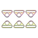 uxcell 三角形バックル 三角アジャスター 三角形バックルアジャスター 棒状回転クリップ付 Dリング付 32mm 多色 6個入り