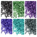 uxcell 砕いたガラス片 不規則 グリッターメタリックガラス クラフト DIY ジュエリー 花瓶 フィラー エポキシ樹脂 装飾用 6カラー 28g 1-4 mm グリーンカラーシリーズ