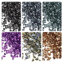 uxcell 砕いたガラス片 不規則 グリッターメタリックガラス クラフト DIY ジュエリー 花瓶 フィラー エポキシ樹脂 装飾用 6カラー 28g 1-4 mm ダークカラーシリーズ