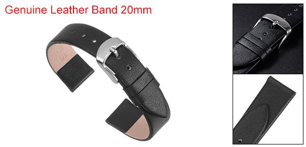 uxcell 本革バンド 20 mm幅 スムーズフラット レザーウォッチストラップ 男性用 女性用 ブラック