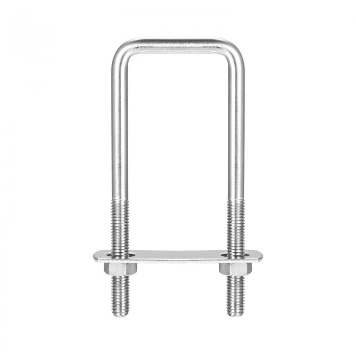 uxcell スクエアUボルト 304ステンレス鋼 42 mm内幅 120 mm長さ M8 Uクランプボルト ナットとプレート付き ボートトレーラー用 2セット