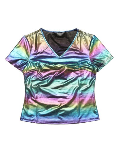 Allegra K ブラウス シャイニー トップ クラブウェア Vネック パーティー メタリック Tシャツ レディース ブルーピンク S Allegra K ブラウス シャイニー トップ クラブウェア Vネック パーティー メタリック Tシャツ レディース ブルーピンク S