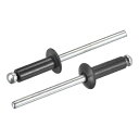 uxcell ブラインドリベット 4 mm x 12 mm アルミニウム オープンエンドフラット ラウンドヘッドリベット 金属プレートの接合用 ブラック 50個...