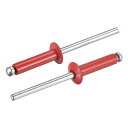 uxcell ブラインドリベット 4 mm x 16 mm アルミニウム オープンエンドフラット ラウンドヘッドリベット 金属プレートの接合用 レッド 100個...