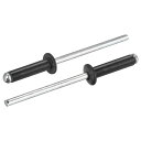 uxcell 盲鋲 オープンエンド平丸頭リベット アルミニウム 金属板 革の接合用 3.2mm x 13 mm ブラック 400個