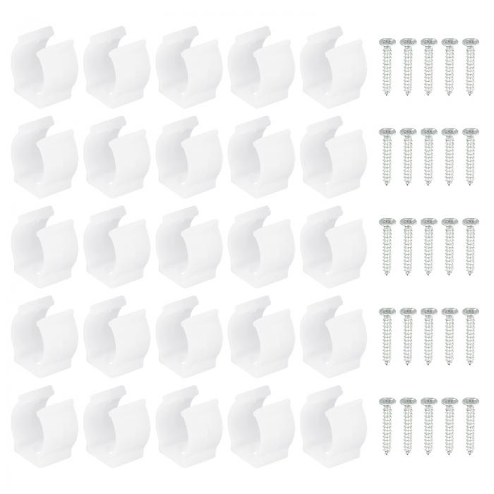 uxcell Uクリップホルダーブラケット T5 LED電球取り付け用 ブラケットサポート プラスチック 蛍光管ホルダー ネジ付き ホワイト 25個