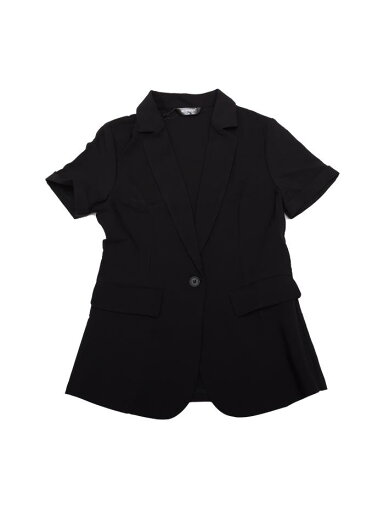 Allegra K ジャケット オフィススーツ 半袖 ブレザー 1つボタン レディース ブラック XS Allegra K ジャケット オフィススーツ 半袖 ブレザー 1つボタン レディース ブラック XS