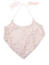 Allegra K クロップキャミトップ スパンコール ストラップ クリスクロスバックレス パーティー レディース ピンク M