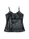 Allegra K メタリック キャミソール 光沢 ストラップ Vネック ダンス パーティー レディース ブラック M(4)