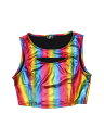 Allegra K タンクトップ クロップトップ 光沢 メタリック ノースリーブ カットアウト ハロウィン衣装 パーティー レディース マルチカラー S