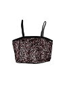 Allegra K クロップキャミトップ キャミソール ベルベット グリッター スパンコール クラブ ハロウィン衣装 レディース ブラックピンク XS