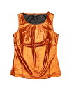 Allegra K メタリック タンクトップス 光沢 ノースリーブ ダンス衣装 ストレッチ ハロウィン衣装 レディース オレンジ XS