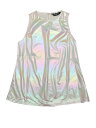 Allegra K スパンコール タンクトップ メタリック 光沢 ノースリーブ トップス ダンス衣装 ハロウィン衣装 レディース ベージュ XL(4)