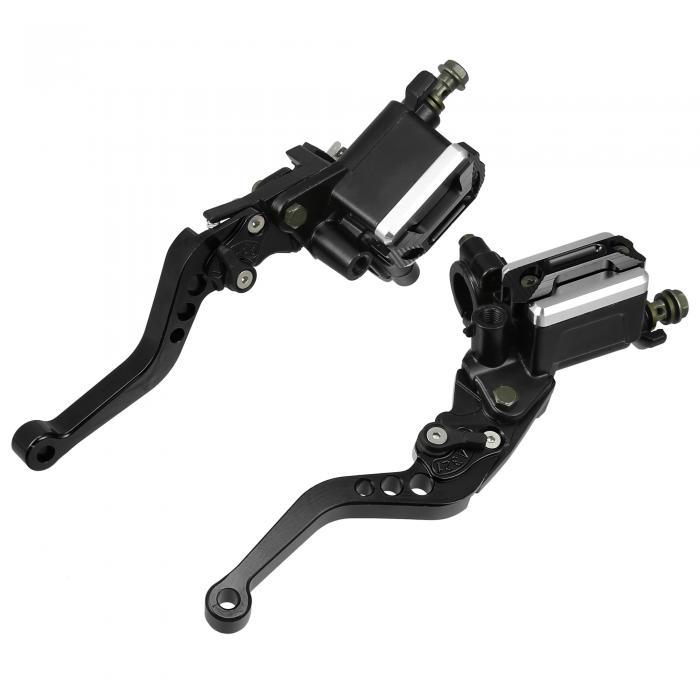 X AUTOHAUX オートバイデュアル油圧ハンドルバーブレーキ ユニバーサル マスターシリンダークラッチレバー 22 mm Harleyに対応Hondaに対応Kawasakiに対応 1ペア ブラック