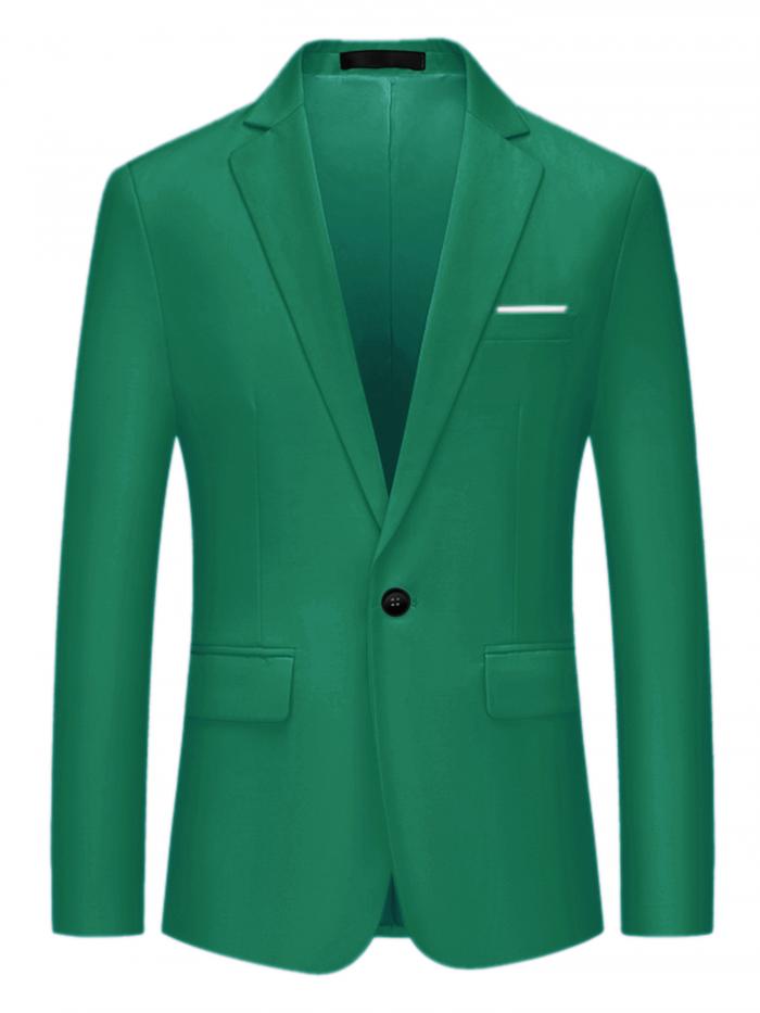 Lars Amadeus ドレススーツ ブレザー スリムフィット シングルブレスト ワンボタン サイドポケット スポーツコート メンズ グリーン XL