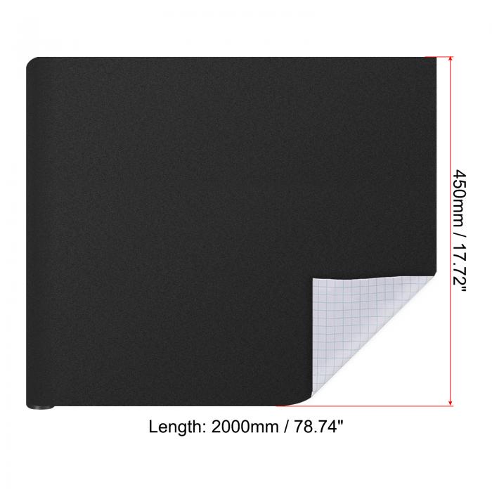 uxcell 黒板ウォールステッカー ロールドライイレース ステッカーボード 自己接着 チョーク付き発表 オフィス 家庭 教室壁用 2000 x 450mm ブラック 2枚 3