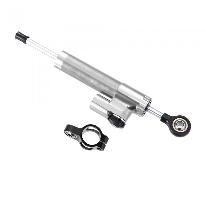 Motoforti オートバイのステアリングダンパー ユニバーサル シルバートーン 調整可能 リニアスタビライ..