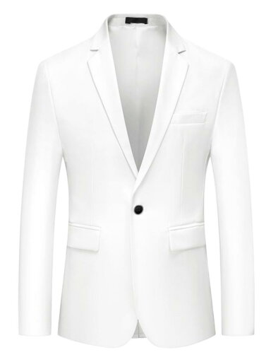 Lars Amadeus ドレススーツ ブレザー スリムフィット シングルブレスト ワンボタン サイドポケット スポーツコート メンズ ホワイト 2XL Lars Amadeus ドレススーツ ブレザー スリムフィット シングルブレスト ワンボタン サイドポケット スポーツコート メンズ ホワイト 2XL