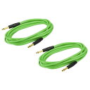 uxcell ギター楽器ケーブル 3 M 6 mm-6 mm TRS ストレート-ストレートアングル エレキベースケーブルコード ギターベース用 グリーン 2個