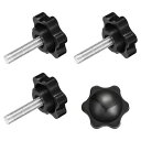 uxcell クランプねじノブ 4個 M5 x 20mm 六角形スターノブ プラスチックグリッ プ 手締めねじハンドル 傘ベース 機械家具用 直径32mm