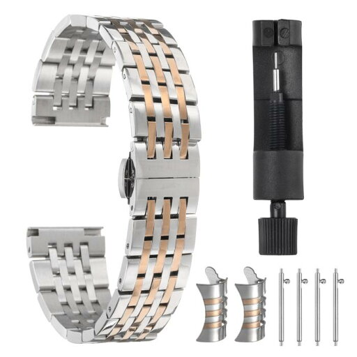 uxcell ステンレススチールウォッチバンド19mmダブルプレスバタフライ クラ スプメタルソリッドスチールチェーンウォッチストラップ交換用曲がった端部スマートウォッチ用男性女性用 シルバーローズ. uxcell ステンレススチールウォッチバンド19mmダブルプレスバタフライ クラ スプメタルソリッドスチールチェーンウォッチストラップ交換用曲がった端部スマートウォッチ用男性女性用 シルバーローズ.