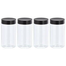 uxcell 丸型プラスチックジャー ブラックネジ式上蓋付き クリア 空容器 収納 整理用 広口 150ml 4個