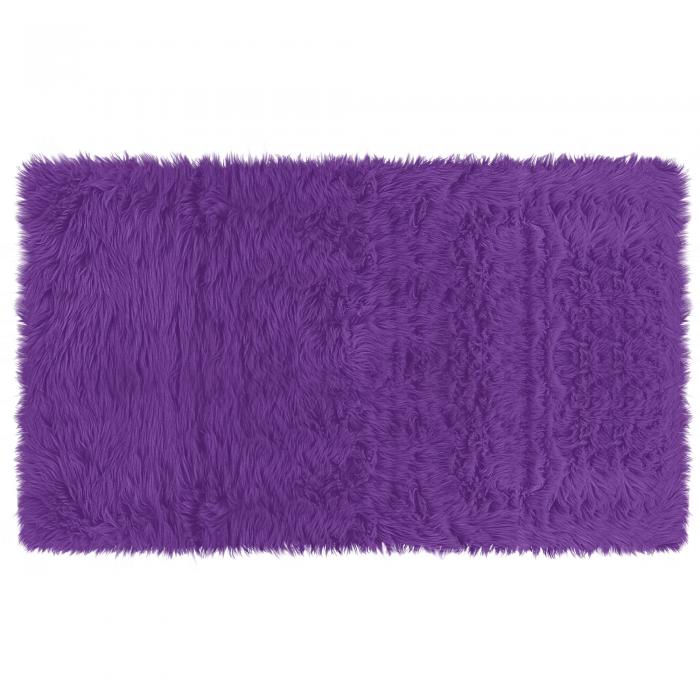 uxcell フェイクシープスキンエリアラグ 室内用ソフトフラッフカー ベッドルームフロアマット 紫の 90*150cm