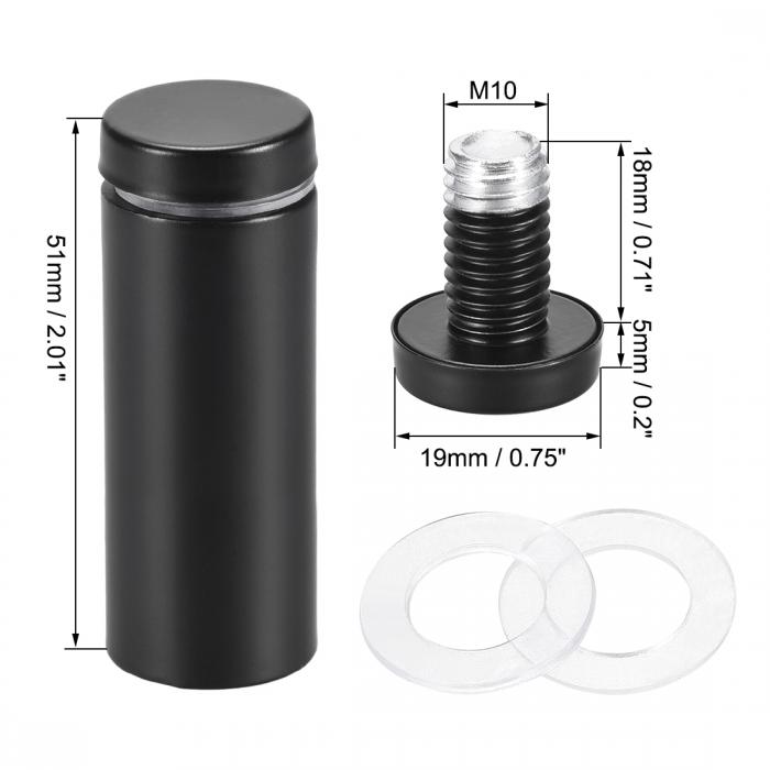 uxcell スタンドオフネジ ウォールマウントサインホルダー アクリルガラスネイル 19x51 mm ブラック 8個