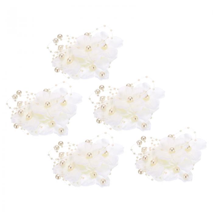 PATIKIL フラワーパールストリングビーズガーランド 5個セット 4.3フィート クリスマスツリーパーティ..