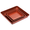 uxcell プラントポット受け皿 6 7 10 インチ プラスチック スクエア フラワー ドリップ トレイ 屋内 屋外用 レッド 6in1 セット