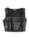 Allegra K メタリック クロップトップ 光沢 タンクトップ Uネック ノースリーブ パーティー クラブ レディース 黒 L