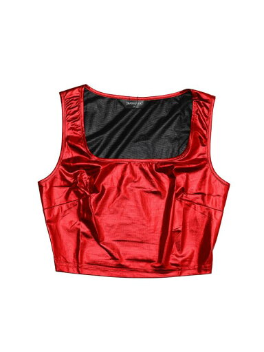 Allegra K メタリック クロップトップ 光沢 タンクトップ Uネック ノースリーブ パーティー ハロウィン衣装 クラブ レディース レッド XL Allegra K メタリック クロップトップ 光沢 タンクトップ Uネック ノースリーブ パーティー ハロウィン衣装 クラブ レディース レッド XL