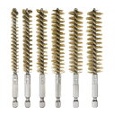 uxcell 6個セット ボアブ ラシ 真鍮製 9mm 11mm 13 mm 16mm 17mm 19mm径 クリーニング ねじれたブロンズワイヤーブ ラシ チューブ パイプクリーナー ハンドル付き 1/4